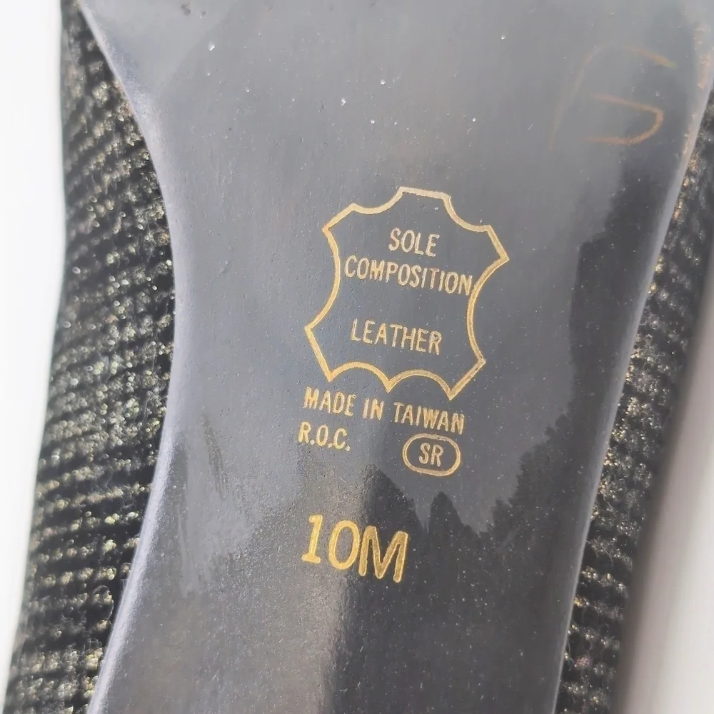 Vintage Nina Sz 10  Black Sparkle Women's Heels